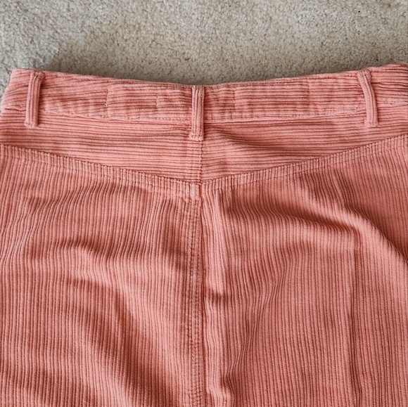 Pilcro Anthropologie Corduroy Fall Skirt front slit peach button-up size 8 - Picture 10 of 10
